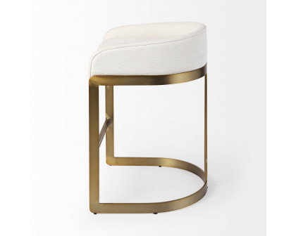 Mercana Hollyfield 29" Counter Stool with Gold Metal Base - Cream