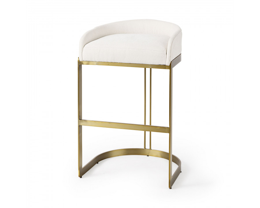 Mercana Hollyfield 33" Counter Stool with Gold Metal Base - Cream