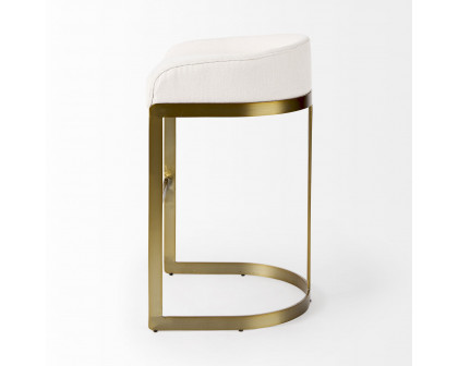 Mercana Hollyfield 33" Counter Stool with Gold Metal Base - Cream