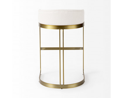 Mercana Hollyfield 33" Counter Stool with Gold Metal Base - Cream