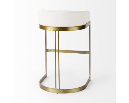 Mercana Hollyfield 33" Counter Stool with Gold Metal Base - Cream