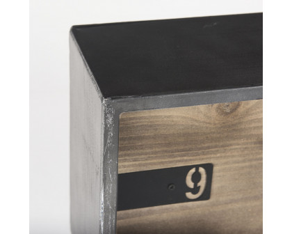 Mercana - Harvey Black Metal and Wood Rectangular Table Clock