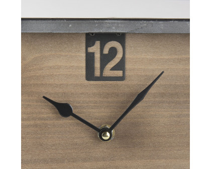 Mercana - Harvey Black Metal and Wood Rectangular Table Clock