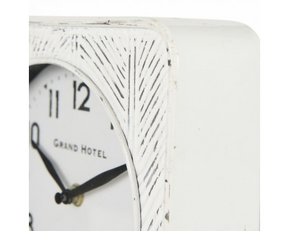 Mercana Karl Iron Rounded Square Table Clock - White