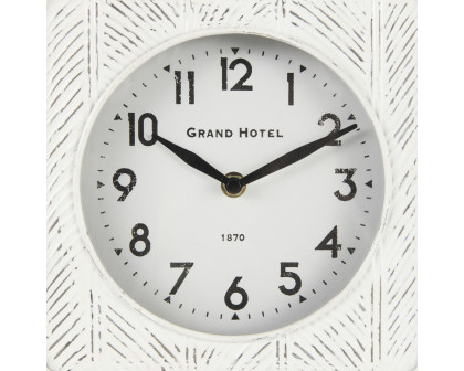 Mercana Karl Iron Rounded Square Table Clock - White