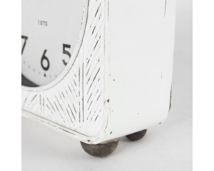 Mercana Karl Iron Rounded Square Table Clock - White