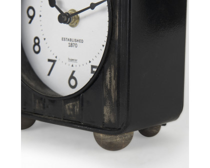 Mercana Karl Iron Rounded Square Table Clock - Black