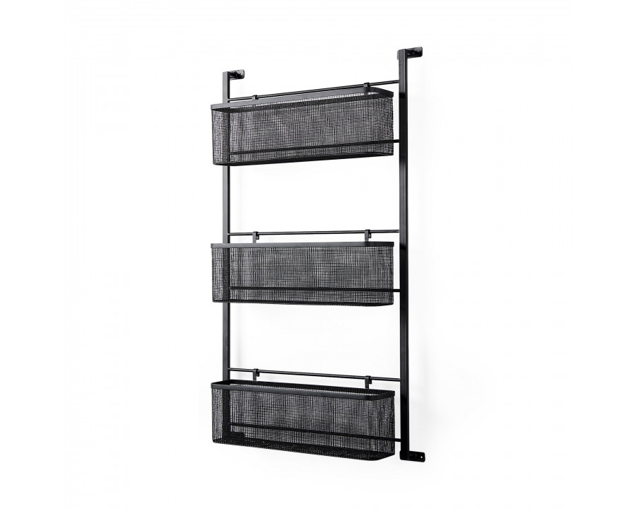 Mercana - Macrinus Black Metal with Mesh Wall Mounted Shelf