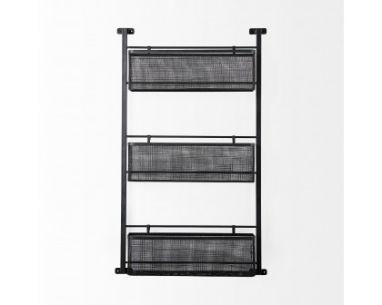 Mercana - Macrinus Black Metal with Mesh Wall Mounted Shelf