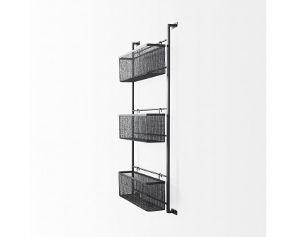 Mercana - Macrinus Black Metal with Mesh Wall Mounted Shelf