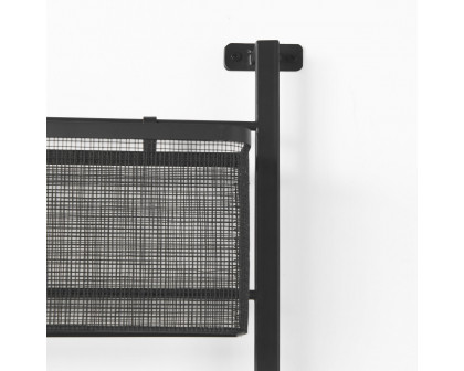 Mercana - Macrinus Black Metal with Mesh Wall Mounted Shelf