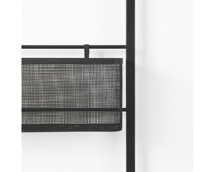 Mercana - Macrinus Black Metal with Mesh Wall Mounted Shelf