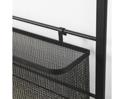 Mercana - Macrinus Black Metal with Mesh Wall Mounted Shelf