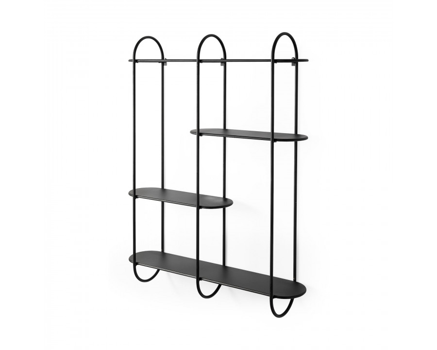 Mercana - Decimus Black Metal Wall Mounted 3 Tiered Shelf