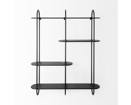 Mercana - Decimus Black Metal Wall Mounted 3 Tiered Shelf