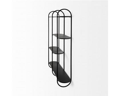 Mercana - Decimus Black Metal Wall Mounted 3 Tiered Shelf