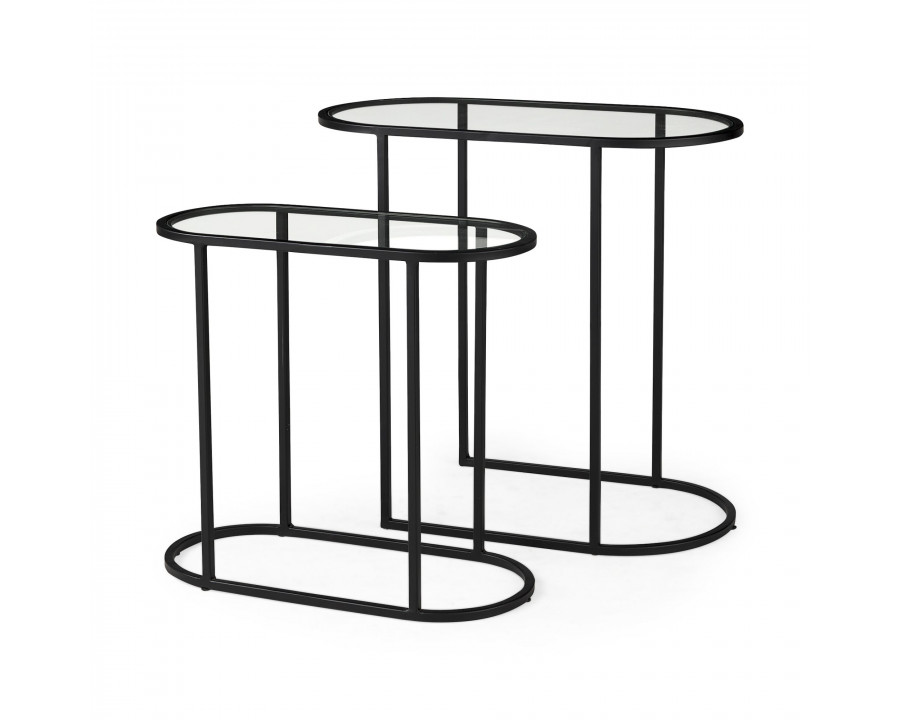 Mercana Celine Accent Table (Set of 2) - Black/Silver, Metal/Glass