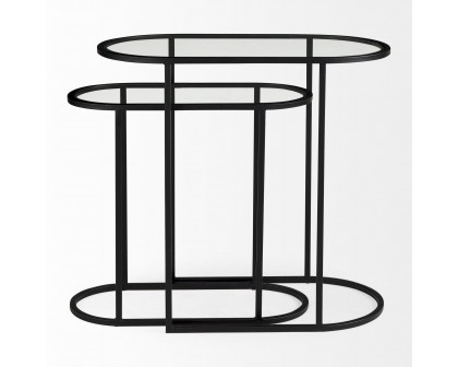 Mercana Celine Accent Table (Set of 2) - Black/Silver, Metal/Glass