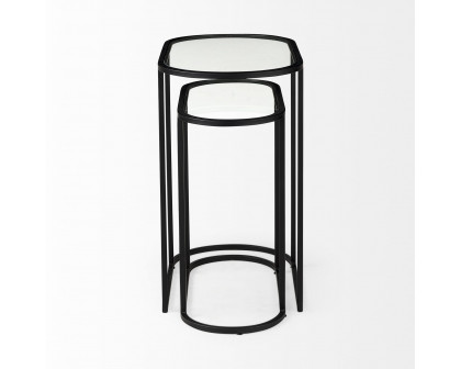 Mercana Celine Accent Table (Set of 2) - Black/Silver, Metal/Glass