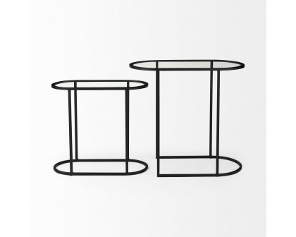 Mercana Celine Accent Table (Set of 2) - Black/Silver, Metal/Glass