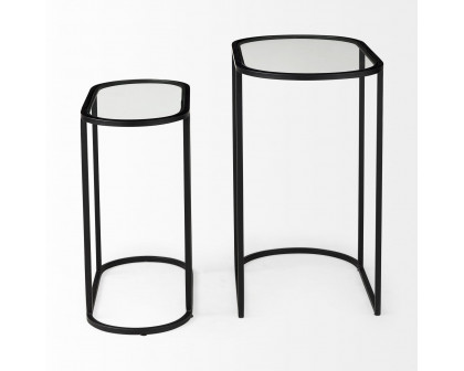 Mercana Celine Accent Table (Set of 2) - Black/Silver, Metal/Glass