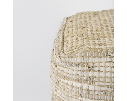 Mercana Aalia Pouf - Beige, Leather/Jute Fiber