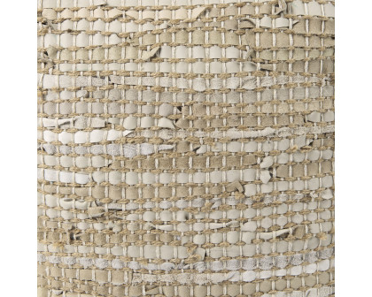 Mercana Aalia Pouf - Beige, Leather/Jute Fiber