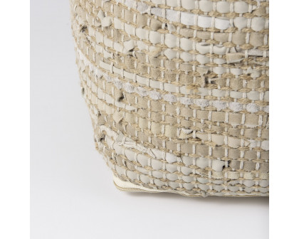 Mercana Aalia Pouf - Beige, Leather/Jute Fiber