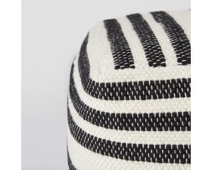 Mercana - Aanya Black/White striped Wool and Cotton Pouf