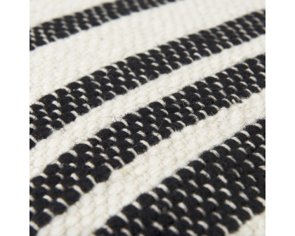 Mercana - Aanya Black/White striped Wool and Cotton Pouf