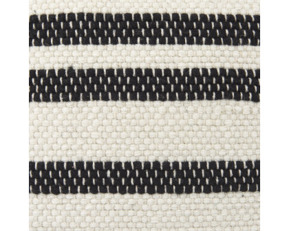 Mercana - Aanya Black/White striped Wool and Cotton Pouf