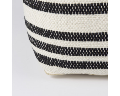 Mercana - Aanya Black/White striped Wool and Cotton Pouf