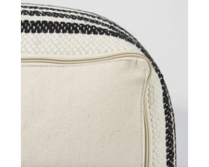 Mercana - Aanya Black/White striped Wool and Cotton Pouf