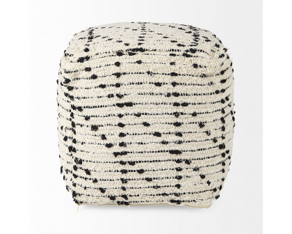 Mercana - Aarohi Cream/Black Cotton Patterned Pouf