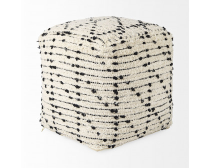 Mercana - Aarohi Cream/Black Cotton Patterned Pouf