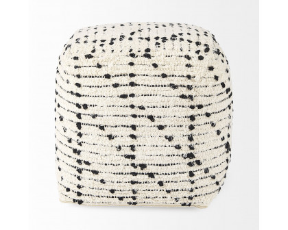 Mercana - Aarohi Cream/Black Cotton Patterned Pouf