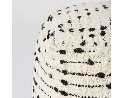 Mercana - Aarohi Cream/Black Cotton Patterned Pouf