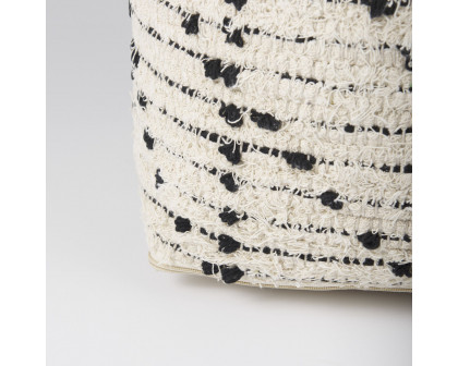 Mercana - Aarohi Cream/Black Cotton Patterned Pouf