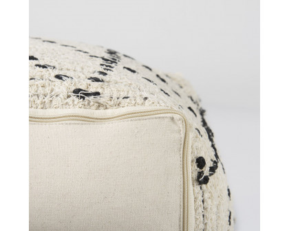 Mercana - Aarohi Cream/Black Cotton Patterned Pouf