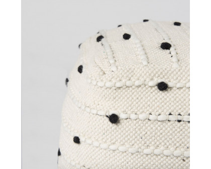 Mercana - Amaira Cream/Black/White patterned Wool and Cotton Pouf