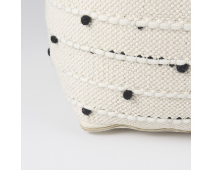 Mercana - Amaira Cream/Black/White patterned Wool and Cotton Pouf