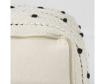 Mercana - Amaira Cream/Black/White patterned Wool and Cotton Pouf