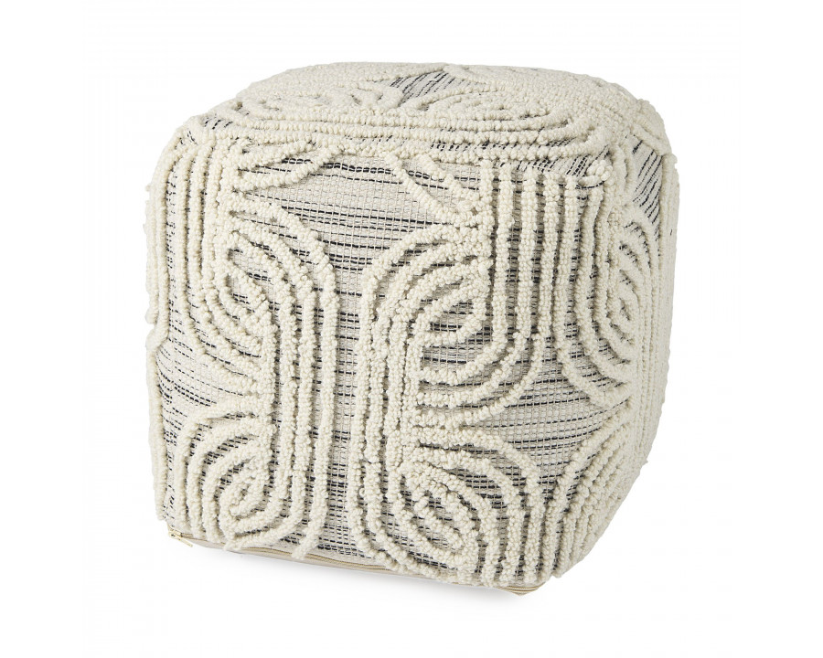 Mercana - Amaya Cream/Black/Gray Wool and Cotton Pouf