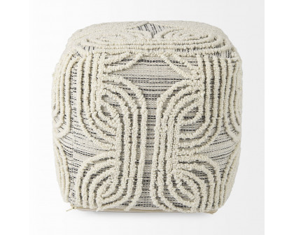 Mercana - Amaya Cream/Black/Gray Wool and Cotton Pouf