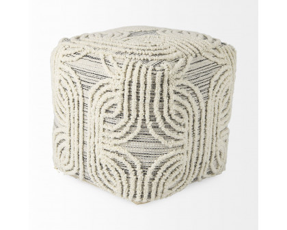 Mercana - Amaya Cream/Black/Gray Wool and Cotton Pouf