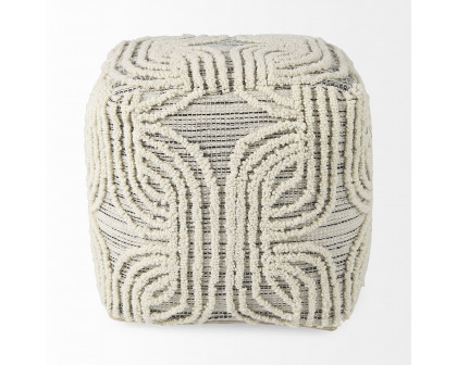 Mercana - Amaya Cream/Black/Gray Wool and Cotton Pouf