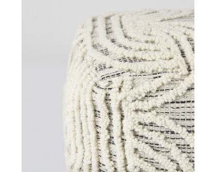 Mercana - Amaya Cream/Black/Gray Wool and Cotton Pouf