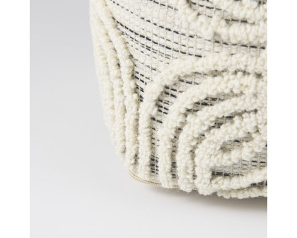 Mercana - Amaya Cream/Black/Gray Wool and Cotton Pouf