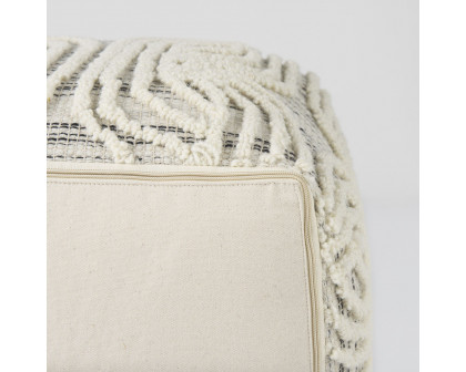 Mercana - Amaya Cream/Black/Gray Wool and Cotton Pouf