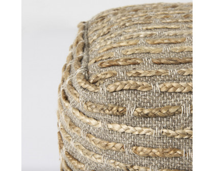 Mercana - Binita Gray/Brown Hemp Wool and Cotton Pouf